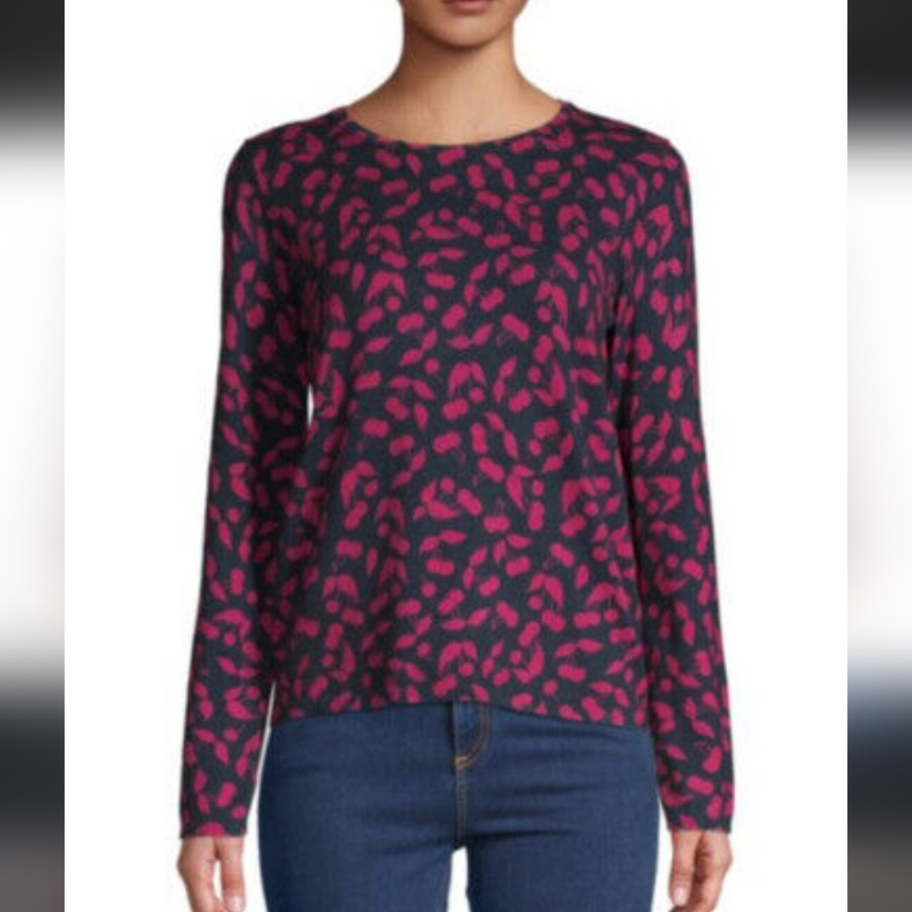 - Loft stretchy ruffle shoulder navy & fusha top